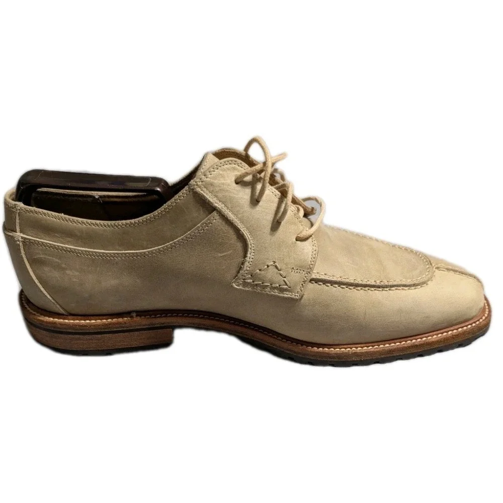 Bally Lyndon Styleflex Split Toe Derby Shoes Mens 8.5 M Cream Leather Made Italy